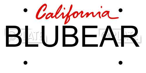 BLUBEAR California License Plate