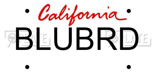 BLUBRD California License Plate