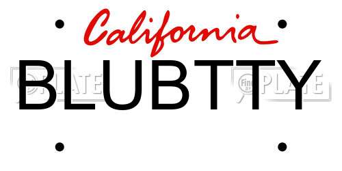 BLUBTTY California License Plate