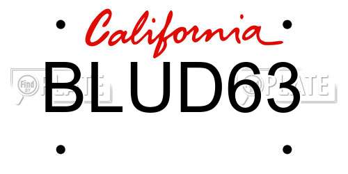 BLUD63 California License Plate