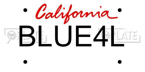 BLUE4L California License Plate