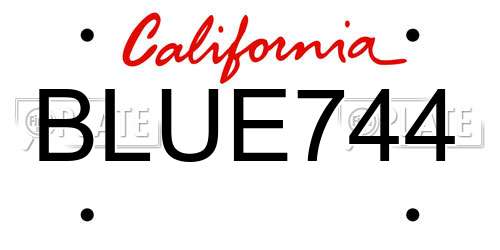 BLUE744 California License Plate