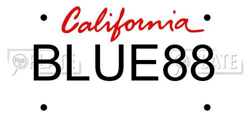 BLUE88 California License Plate