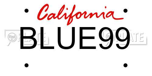 BLUE99 California License Plate