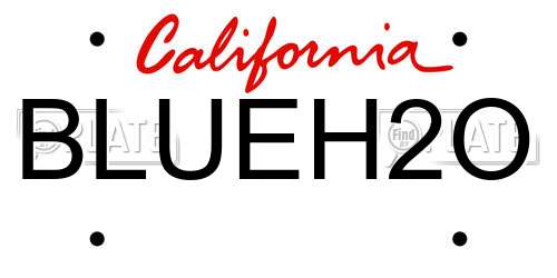 BLUEH2O California License Plate