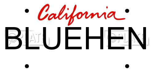 BLUEHEN California License Plate