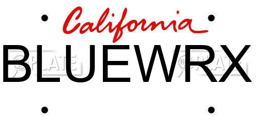 BLUEWRX California License Plate