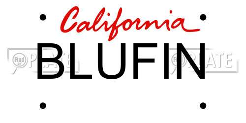 BLUFIN California License Plate