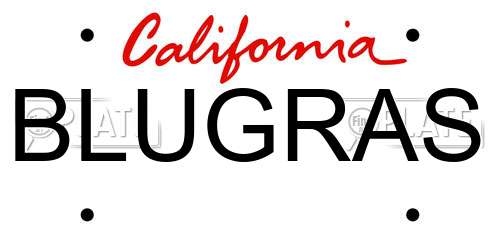 BLUGRAS California License Plate