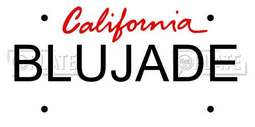BLUJADE California License Plate