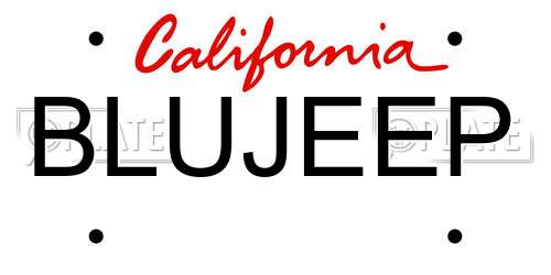 BLUJEEP California License Plate
