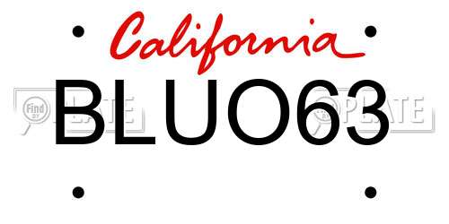 BLUO63 California License Plate