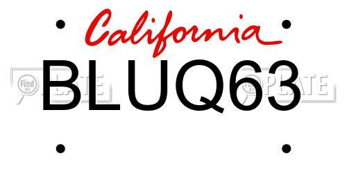 BLUQ63 California License Plate