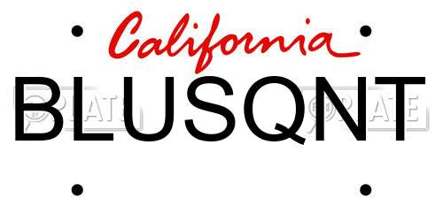 BLUSQNT California License Plate