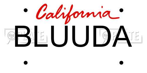 BLUUDA California License Plate