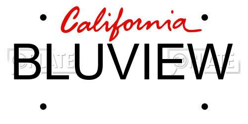 BLUVIEW California License Plate