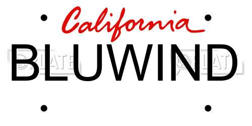 BLUWIND California License Plate
