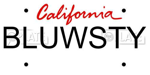 BLUWSTY California License Plate