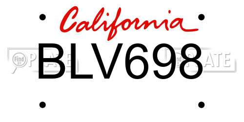 BLV698 California License Plate