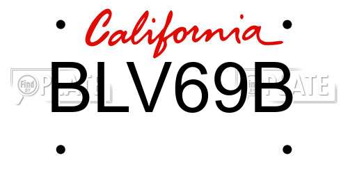 BLV69B California License Plate