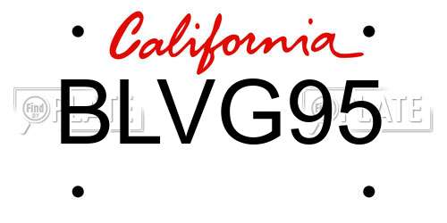 BLVG95 California License Plate