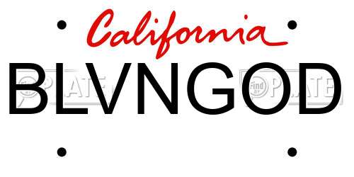 BLVNGOD California License Plate
