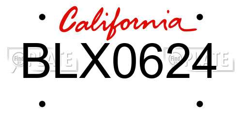 BLX0624 California License Plate