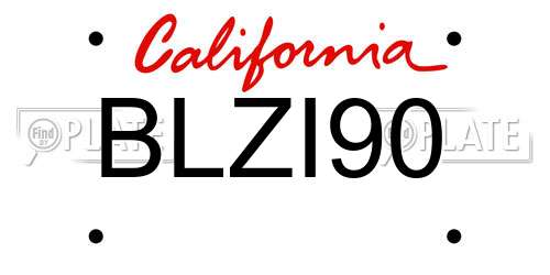 BLZI90 California License Plate