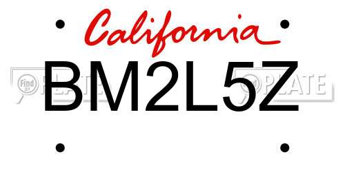 BM2L5Z California License Plate