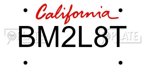 BM2L8T California License Plate