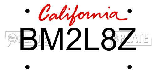 BM2L8Z California License Plate