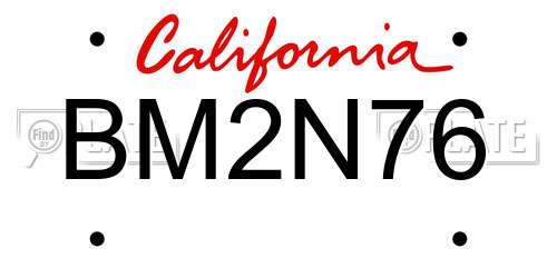 BM2N76 California License Plate