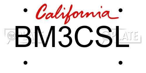 BM3CSL California License Plate