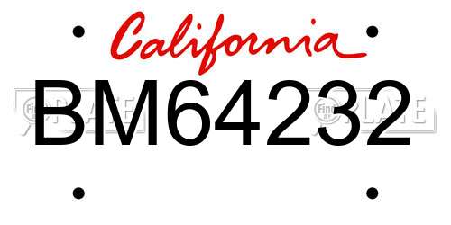 BM64232 California License Plate