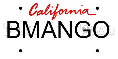 BMANGO California License Plate