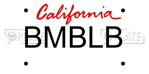 BMBLB California License Plate