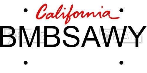 BMBSAWY California License Plate