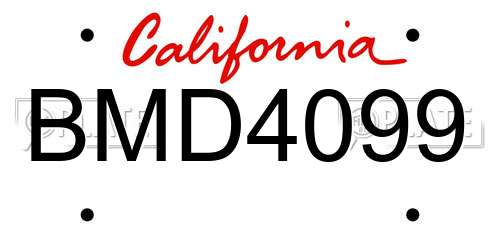 BMD4099 California License Plate