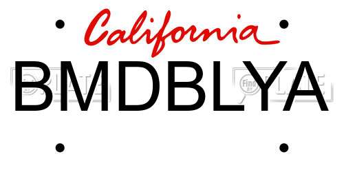 BMDBLYA California License Plate