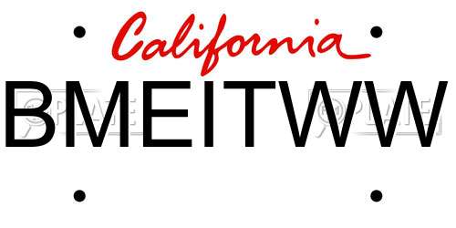 BMEITWW California License Plate