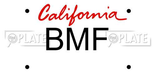 BMF California License Plate