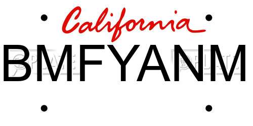 BMFYANM California License Plate