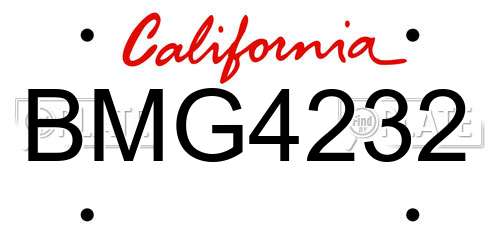BMG4232 California License Plate