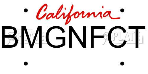 BMGNFCT California License Plate