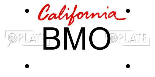 BMO California License Plate