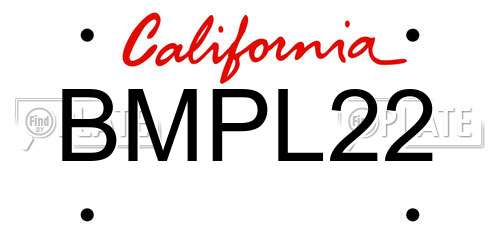BMPL22 California License Plate
