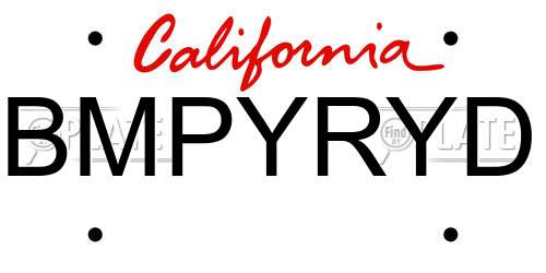 BMPYRYD California License Plate