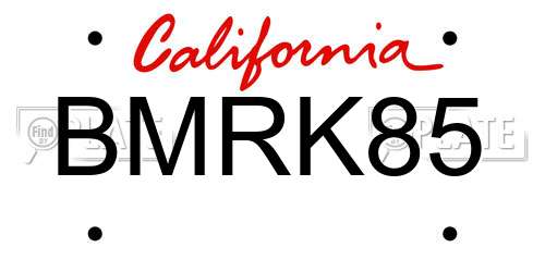 BMRK85 California License Plate