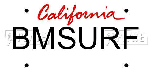 BMSURF California License Plate