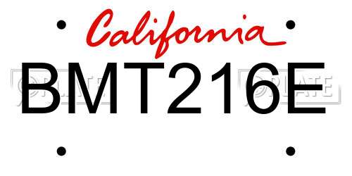BMT216E California License Plate